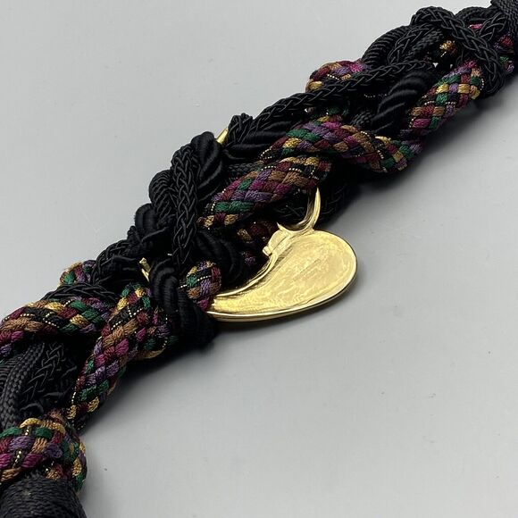 Vintage Gutos Confetti Lucite Buckle on Braided Fabric Ione Belt USA OSFA - Picture 6 of 7